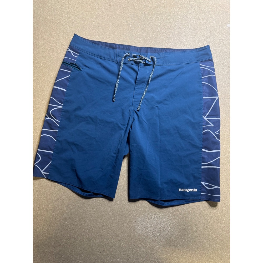 Patagonia Mens Board Shorts 36 Blue Swim Trunks Conquerors of the Useless